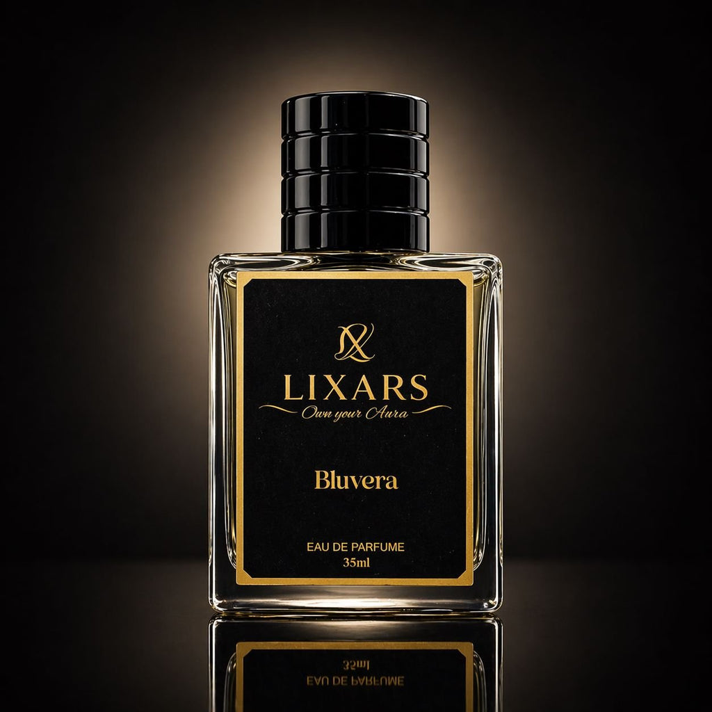 Bluvera long lasting fresh woody perfume for men elegant fragrance bottle