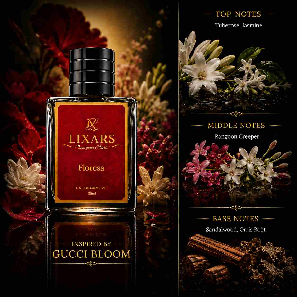 Inspired by GUCCI BLOOM, Longlasting Perfume, Lixars Perfume, Floresa by Lixars